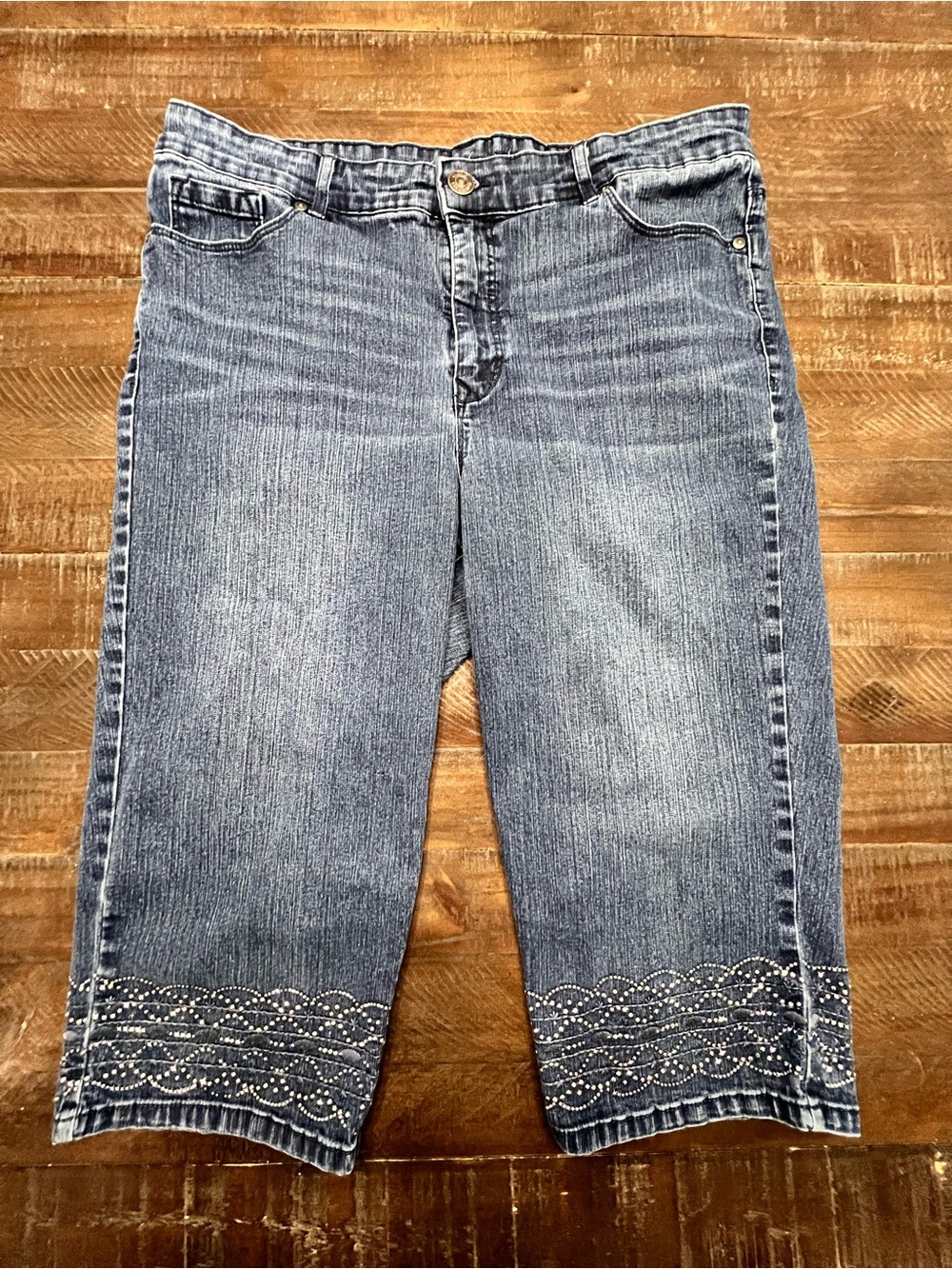 Gloria Vanderbilt Jeans Womens 14 Stretch Cropped Capri Studded Accents